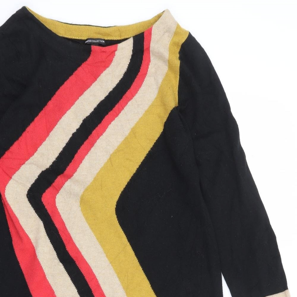 Marks and Spencer Womens Multicoloured Geometric Polyamide Jumper Dress Size 8 Round Neck Pullover