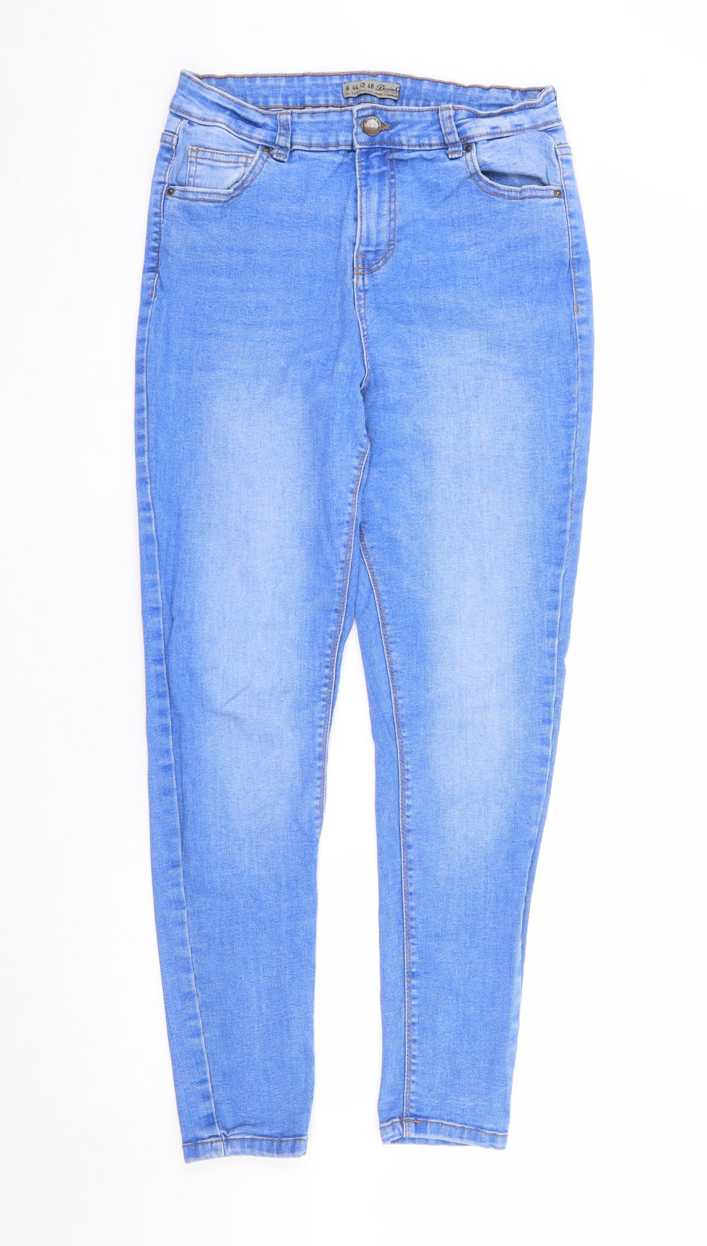 Primark Womens Blue Cotton Skinny Jeans Size 16 L29 in Regular Zip