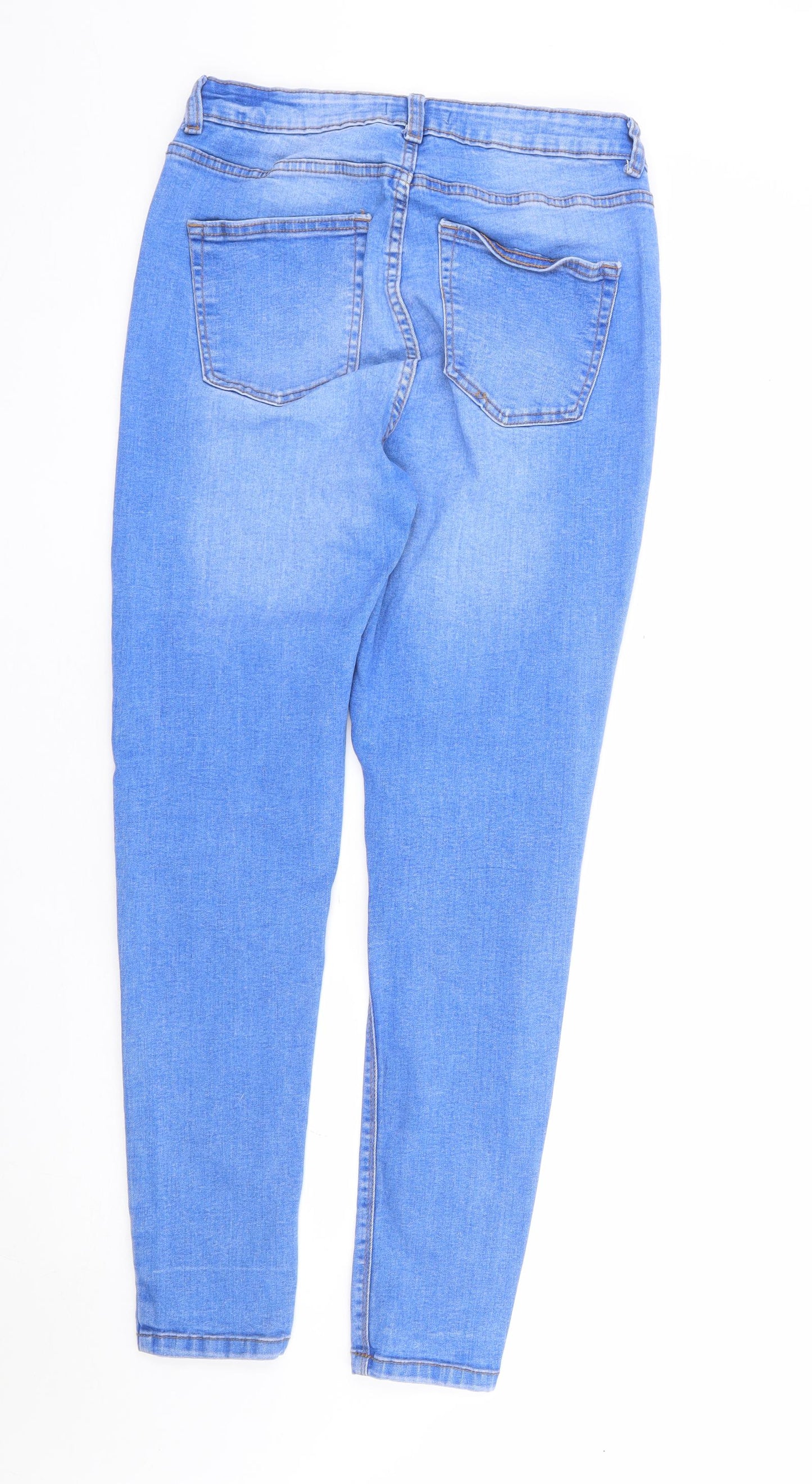Primark Womens Blue Cotton Skinny Jeans Size 16 L29 in Regular Zip