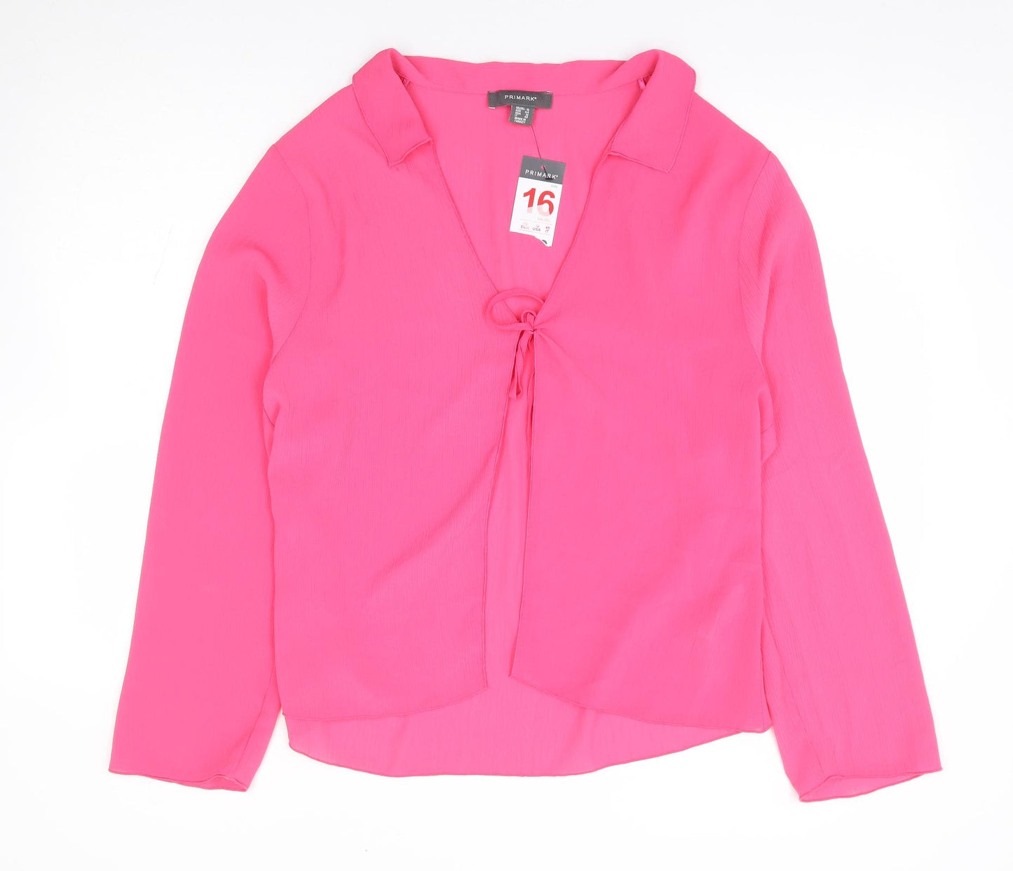 Primark Womens Pink Polyester Jersey Blouse Size 16 Collared