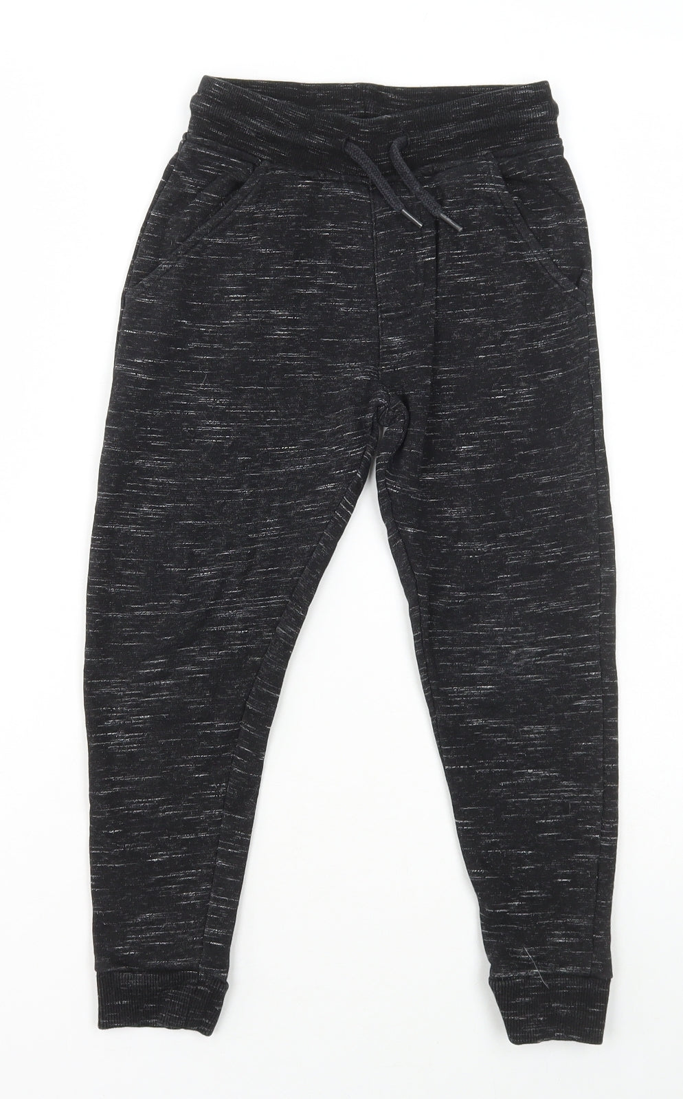 George Boys Black Cotton Jogger Trousers Size 6-7 Years Regular Drawstring