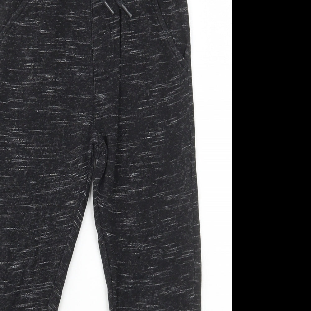 George Boys Black Cotton Jogger Trousers Size 6-7 Years Regular Drawstring