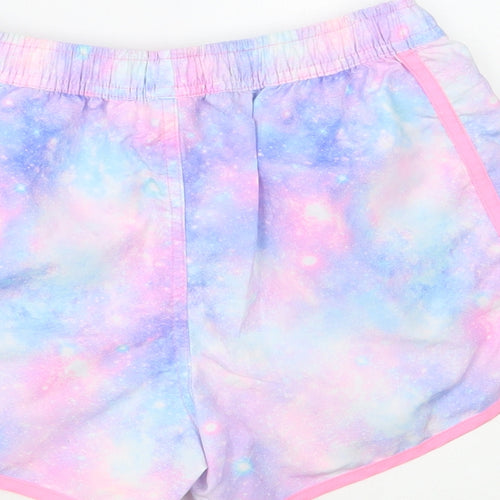 Dunnes Stores Girls Pink Geometric Polyester Sweat Shorts Size 10-11 Years Regular Drawstring - Galaxy Print