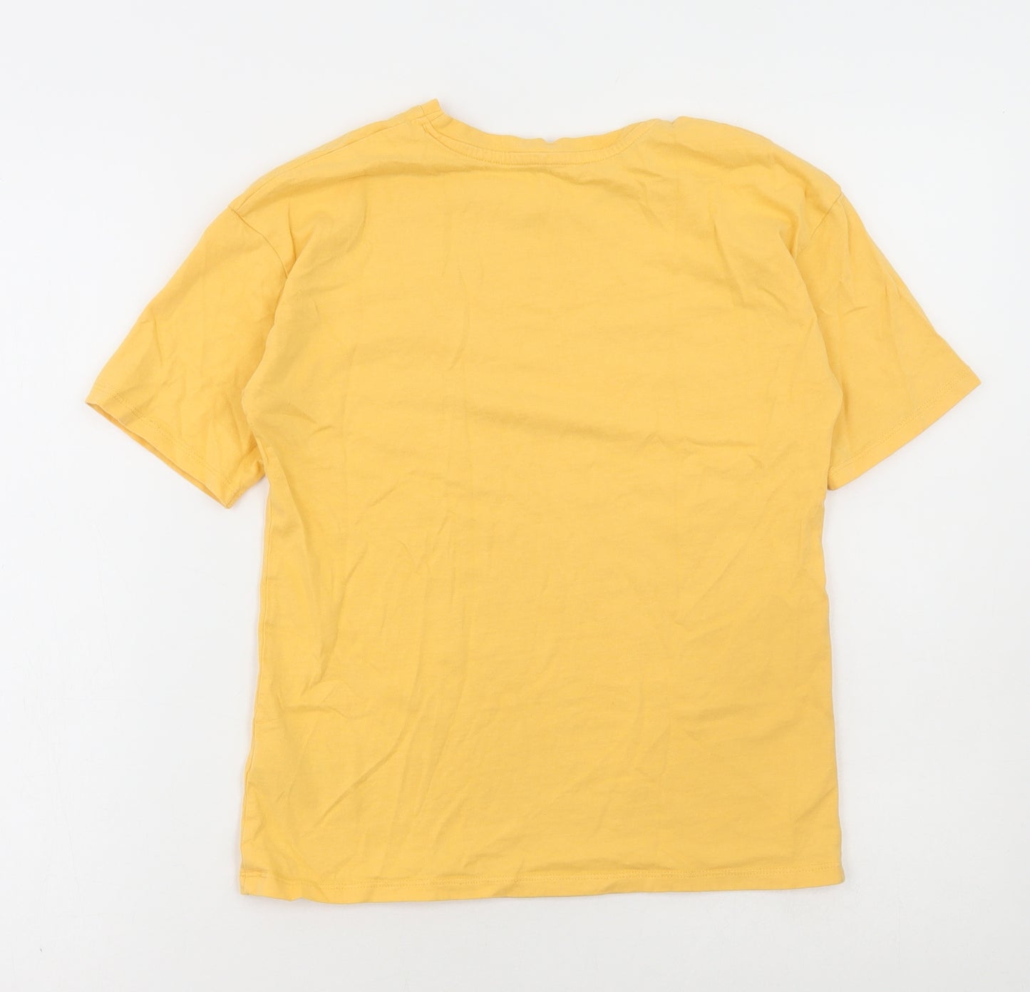 George Girls Yellow Cotton Basic T-Shirt Size 9-10 Years Round Neck Pullover - Flowers