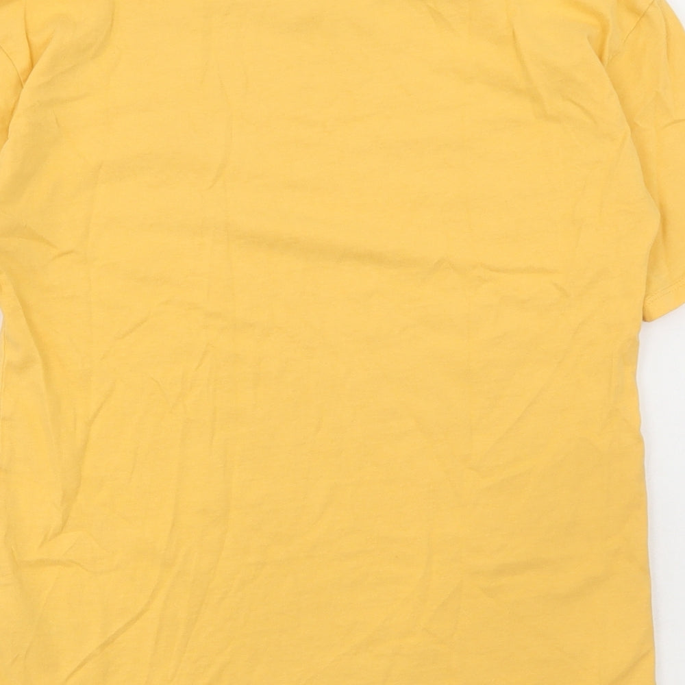 George Girls Yellow Cotton Basic T-Shirt Size 9-10 Years Round Neck Pullover - Flowers