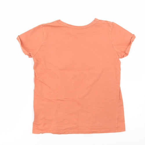 Primark Girls Orange Polyester Basic T-Shirt Size 11-12 Years Round Neck Pullover - Heart