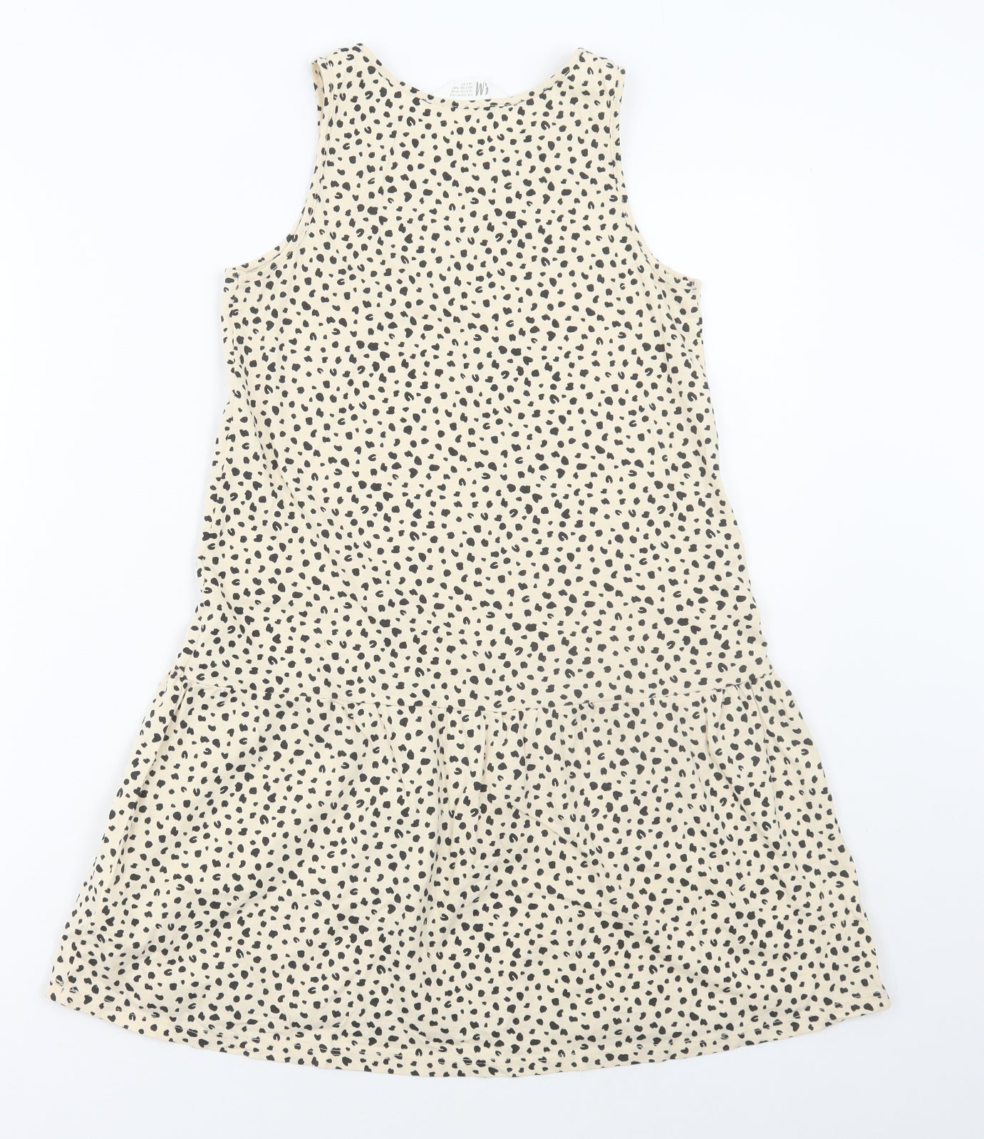 H&M Girls Ivory Geometric Cotton A-Line Size 8-9 Years Scoop Neck Pullover
