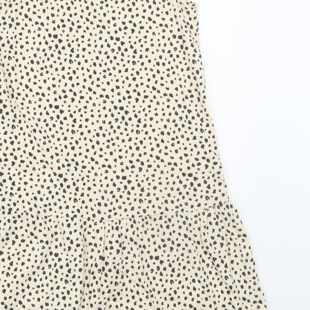 H&M Girls Ivory Geometric Cotton A-Line Size 8-9 Years Scoop Neck Pullover