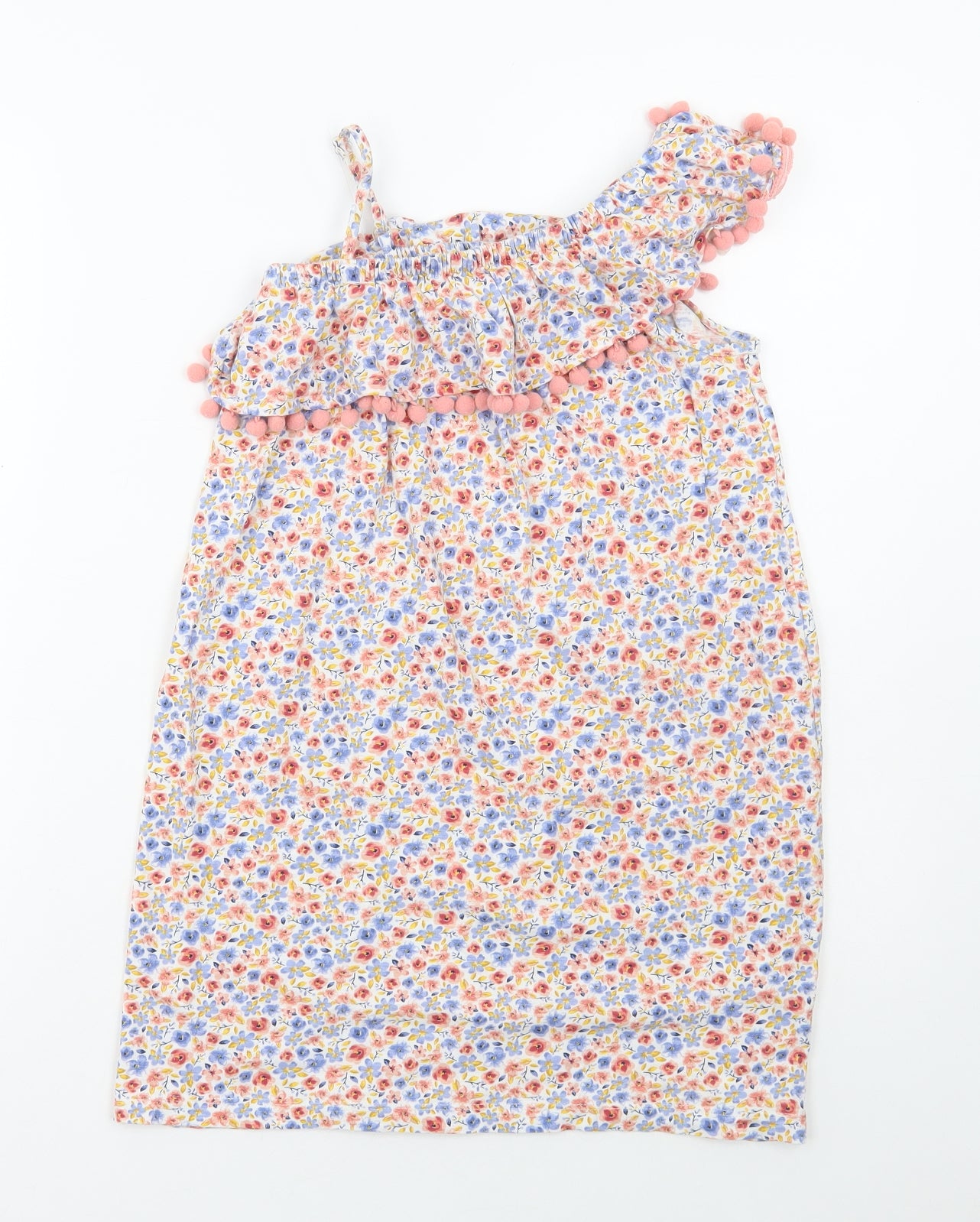 Matalan Girls Multicoloured Floral Cotton A-Line Size 9 Years One Shoulder Pullover