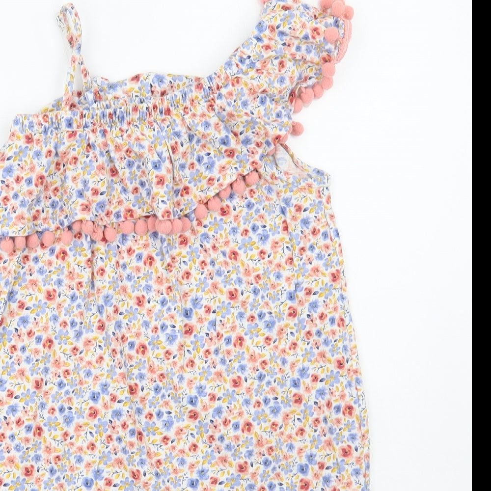 Matalan Girls Multicoloured Floral Cotton A-Line Size 9 Years One Shoulder Pullover