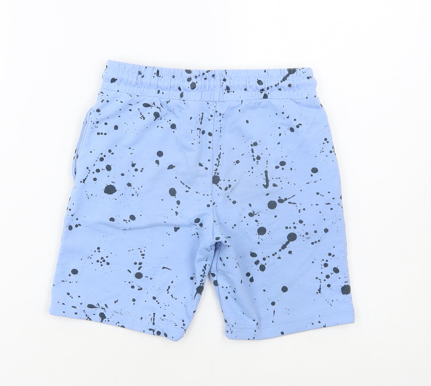 Dunnes Stores Boys Blue Geometric Cotton Sweat Shorts Size 7-8 Years Regular Tie - Paint Splatter