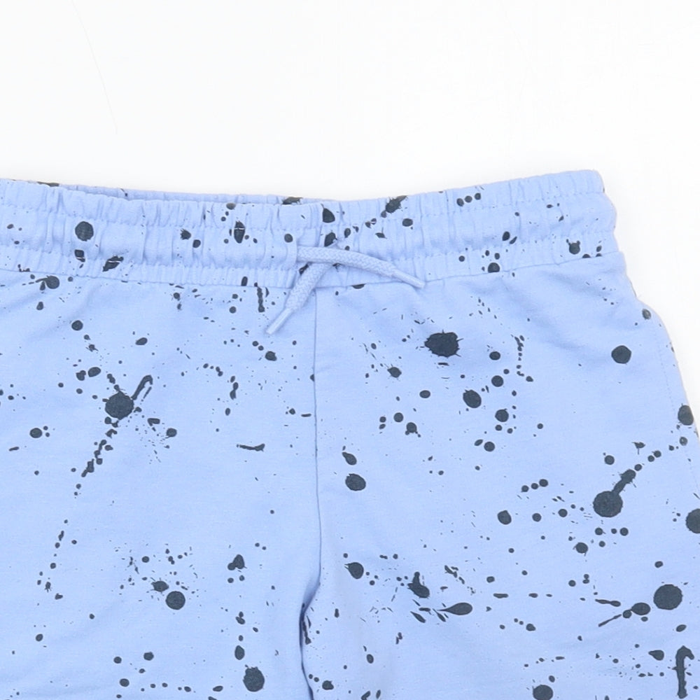 Dunnes Stores Boys Blue Geometric Cotton Sweat Shorts Size 7-8 Years Regular Tie - Paint Splatter
