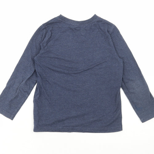 F&F Boys Blue Cotton Basic T-Shirt Size 5-6 Years Round Neck Pullover - Race you there, Space