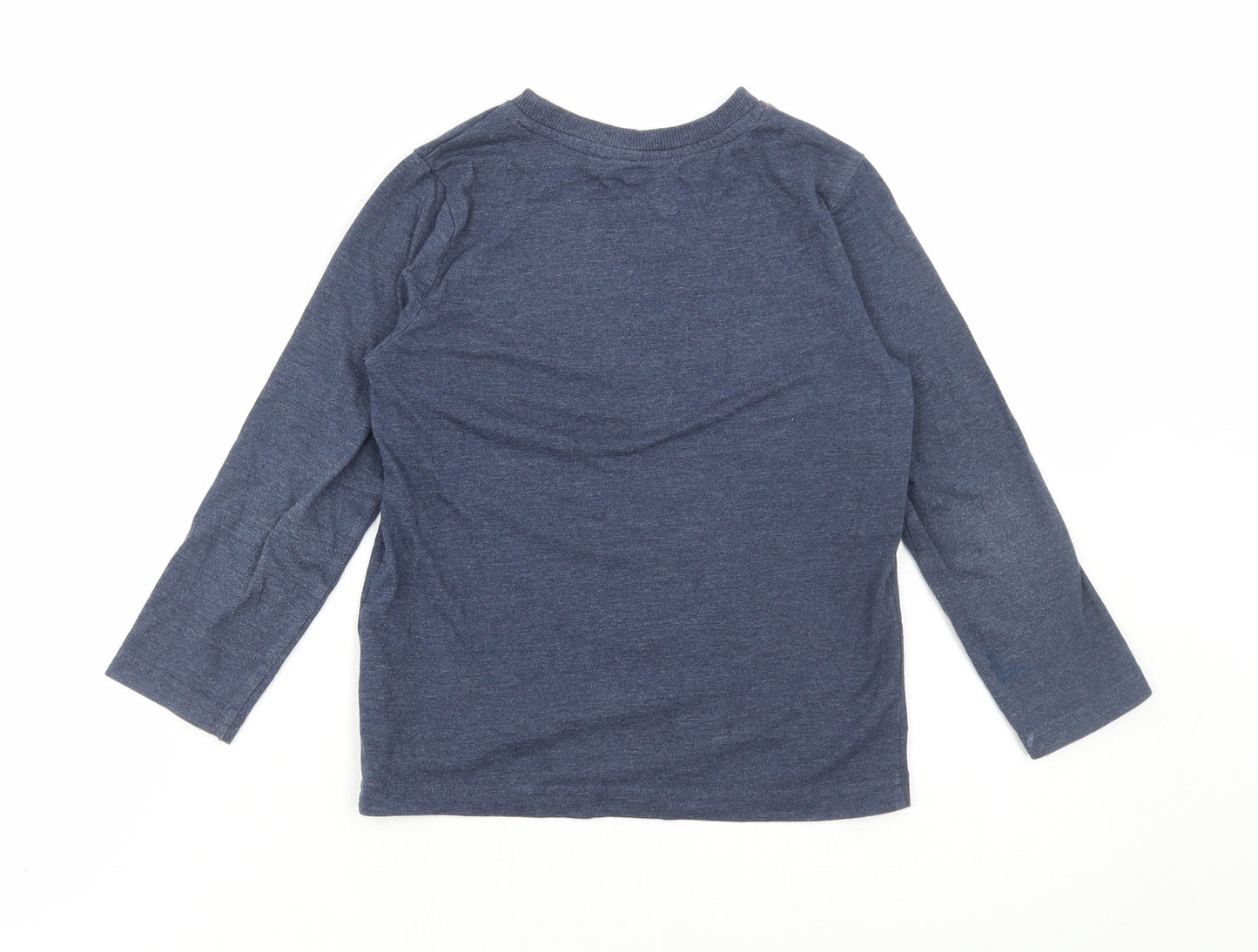 F&F Boys Blue Cotton Basic T-Shirt Size 5-6 Years Round Neck Pullover - Race you there, Space