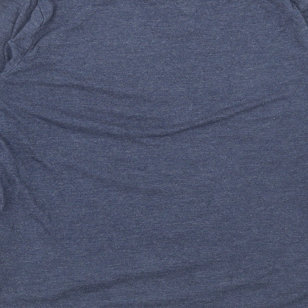 F&F Boys Blue Cotton Basic T-Shirt Size 5-6 Years Round Neck Pullover - Race you there, Space