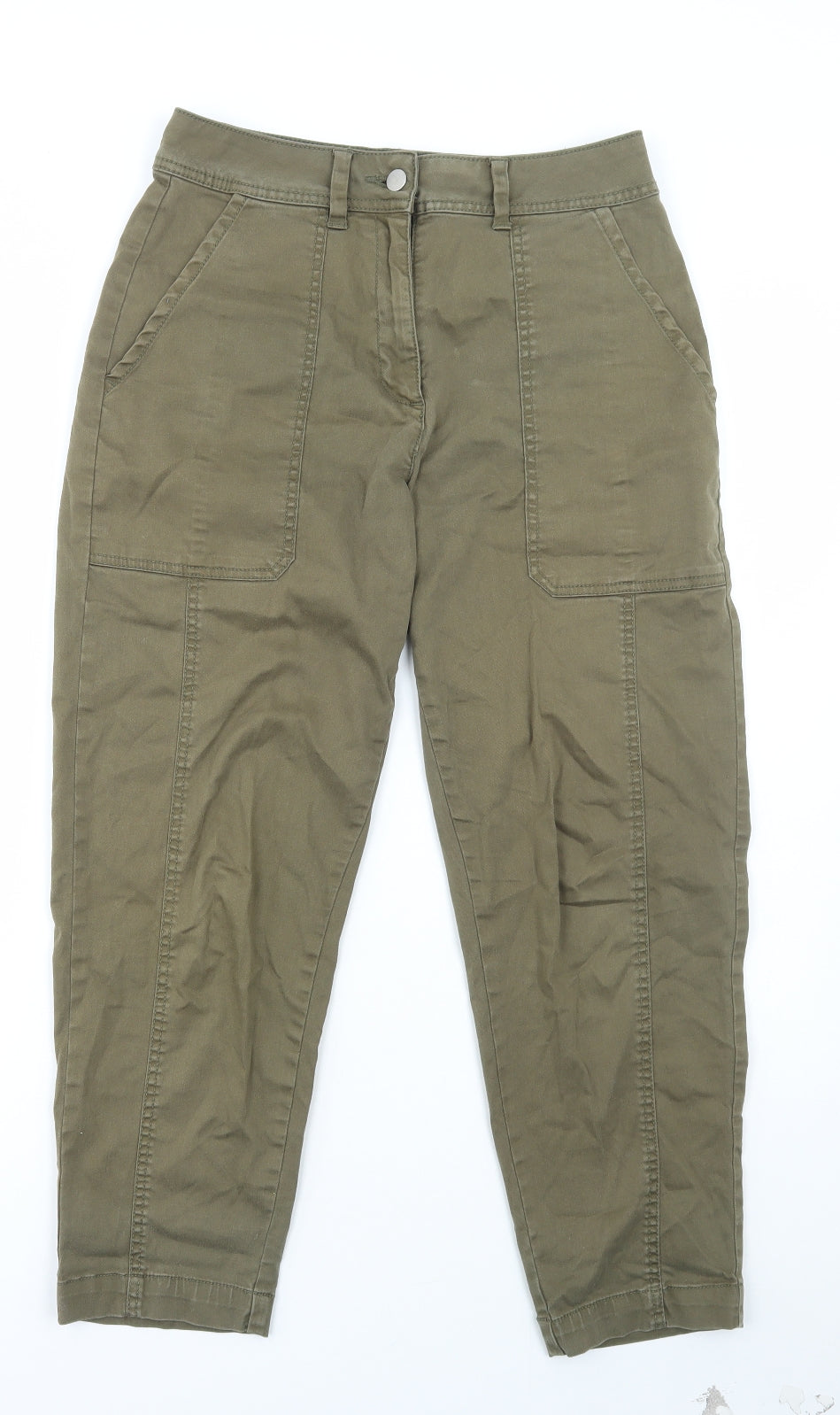 Dororthy Perkins Womens Green Cotton Chino Trousers Size 10 L26 in Regular Button