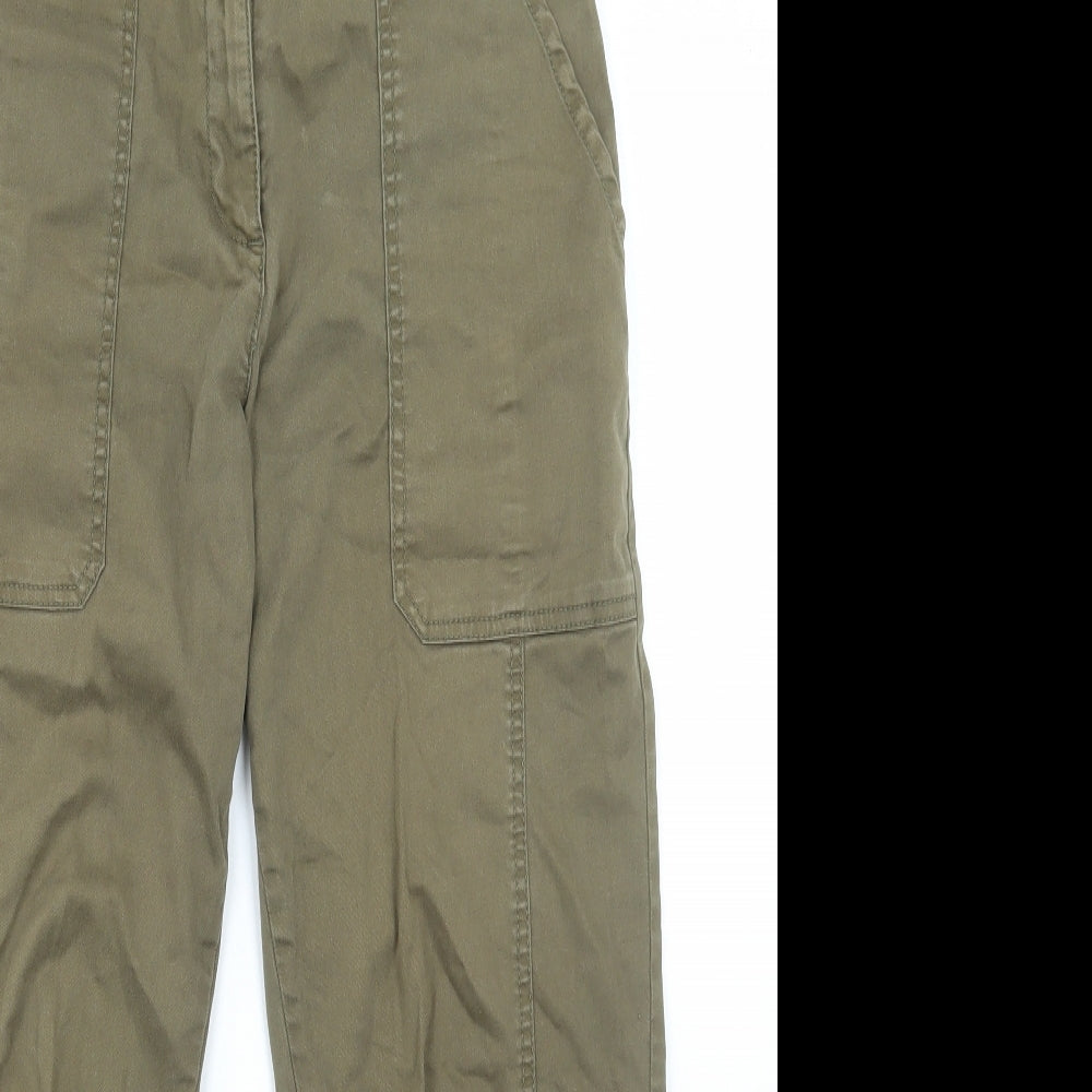 Dororthy Perkins Womens Green Cotton Chino Trousers Size 10 L26 in Regular Button