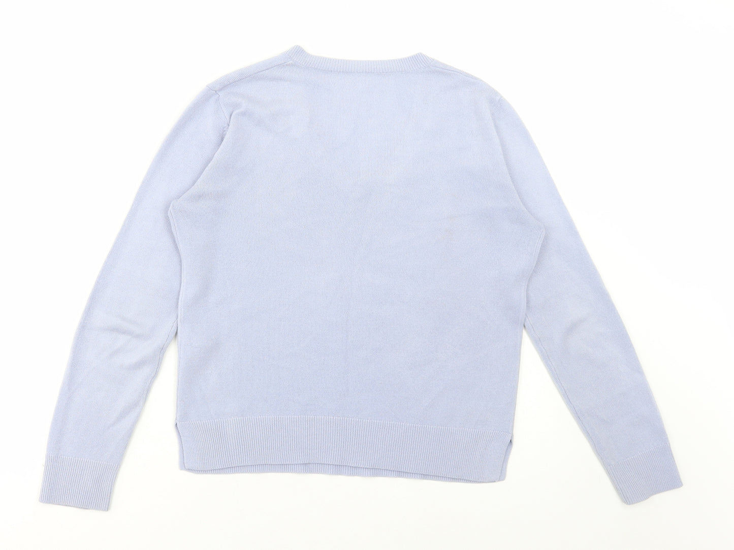 Marks and Spencer Womens Blue V-Neck Acrylic Pullover Jumper Size 10