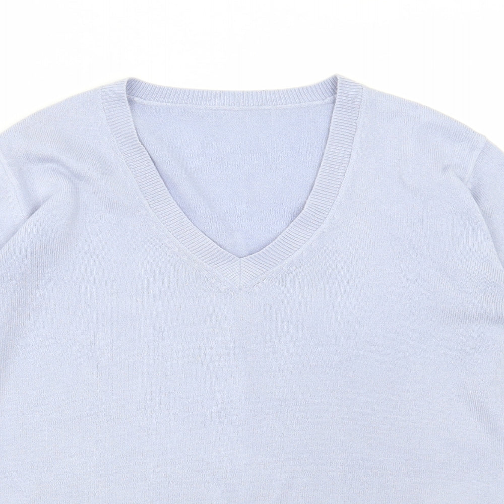 Marks and Spencer Womens Blue V-Neck Acrylic Pullover Jumper Size 10