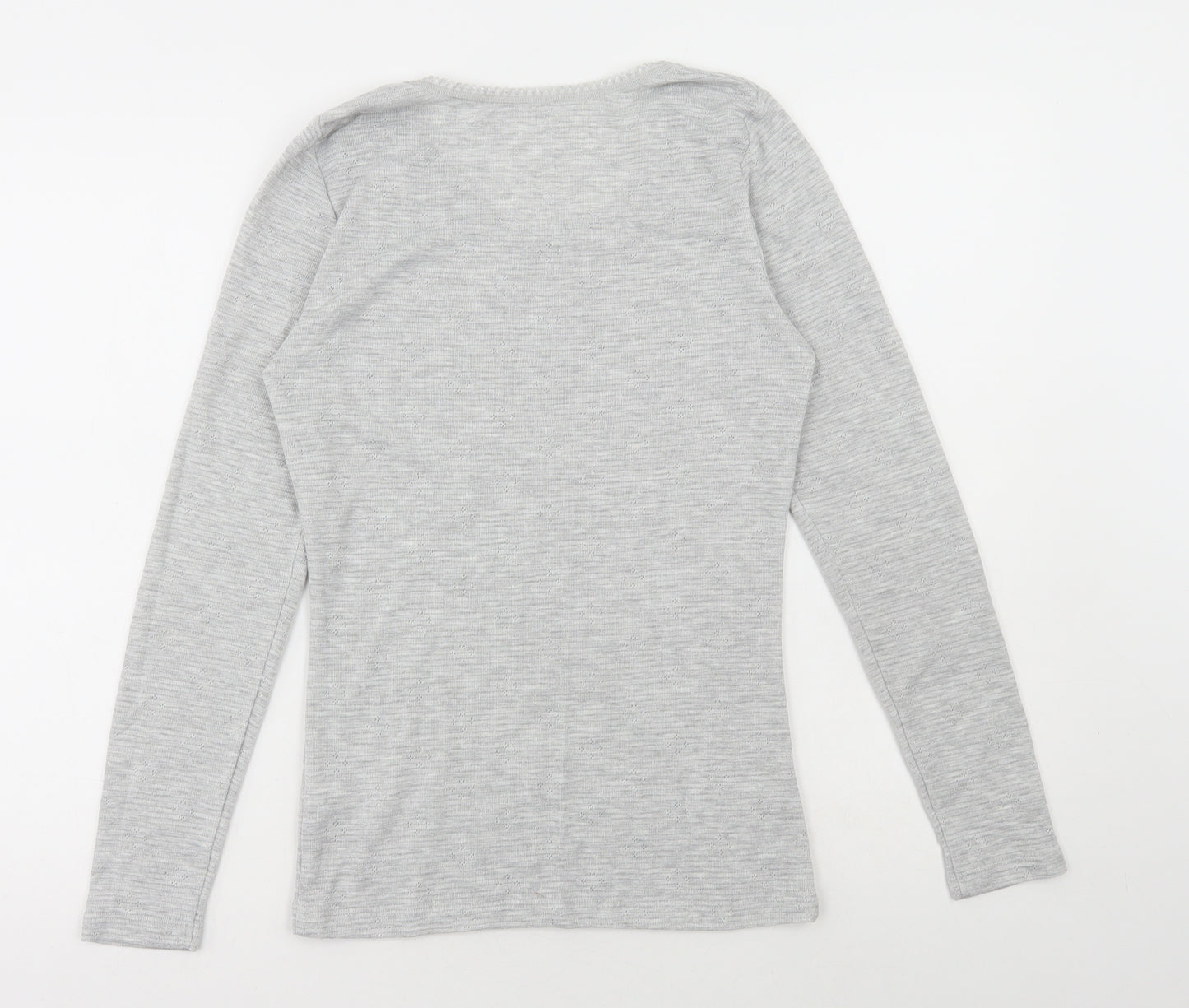TU Womens Grey Polyester Basic T-Shirt Size 12 Scoop Neck - Pointelle