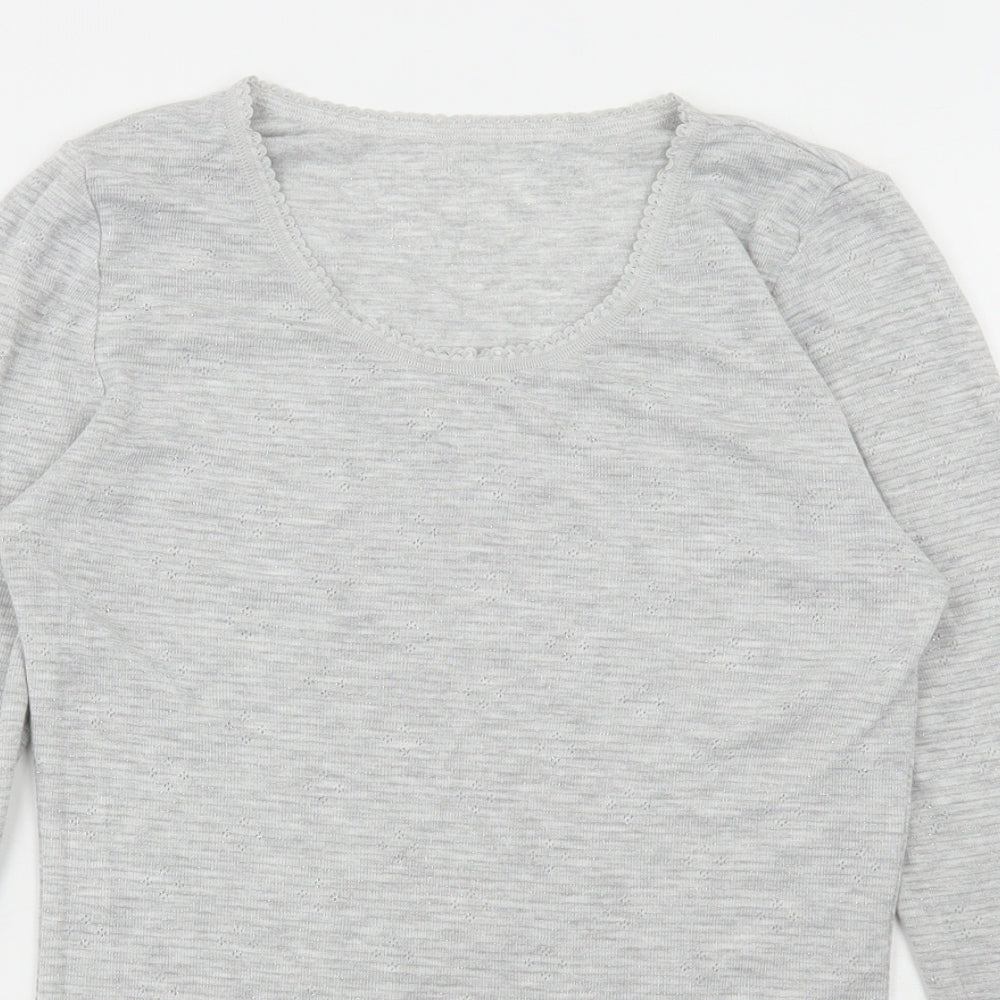 TU Womens Grey Polyester Basic T-Shirt Size 12 Scoop Neck - Pointelle