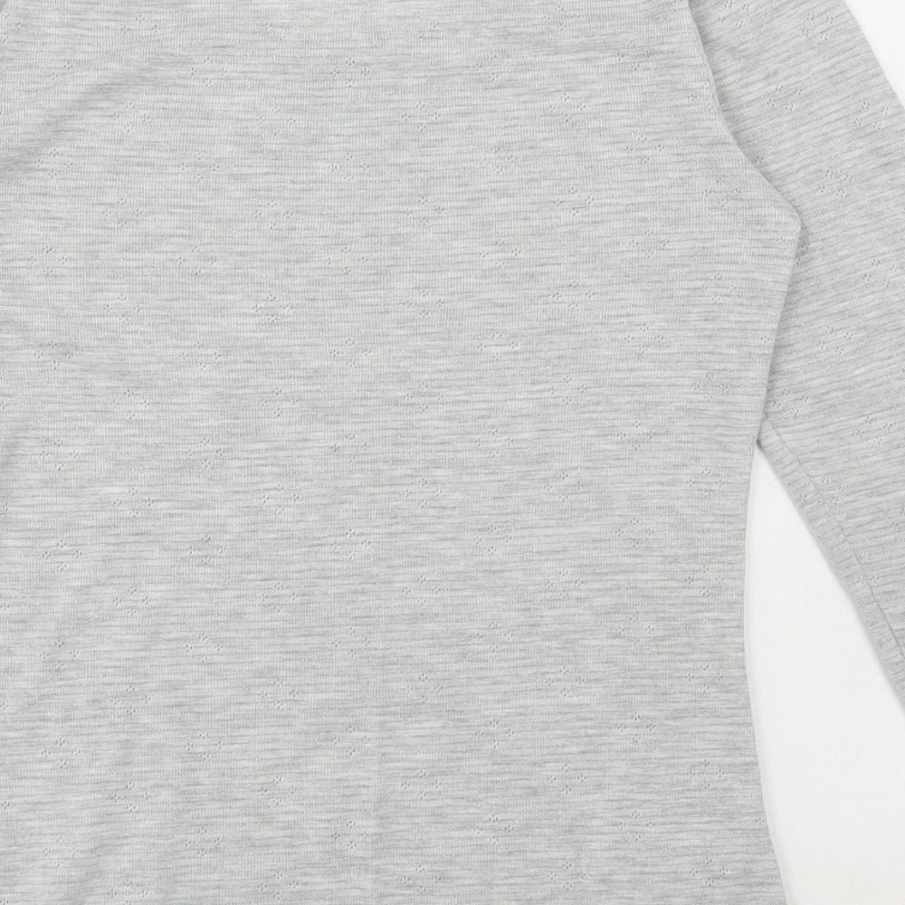 TU Womens Grey Polyester Basic T-Shirt Size 12 Scoop Neck - Pointelle