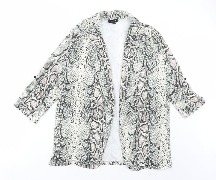 New Look Womens Beige Animal Print Jacket Blazer Size 10