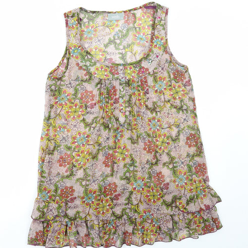 Wallis Womens Multicoloured Floral Polyester Basic Blouse Size S Scoop Neck