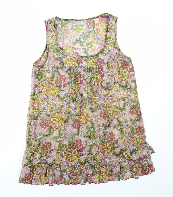 Wallis Womens Multicoloured Floral Polyester Basic Blouse Size S Scoop Neck