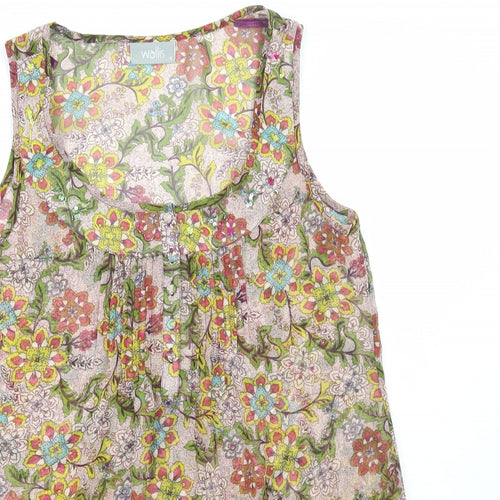 Wallis Womens Multicoloured Floral Polyester Basic Blouse Size S Scoop Neck