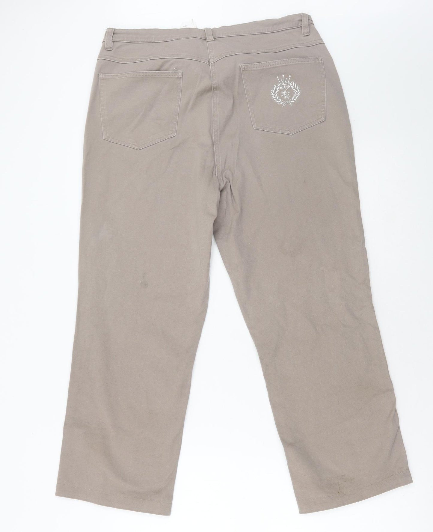 Paola! Womens Beige Cotton Cropped Trousers Size 16 L27 in Regular Button