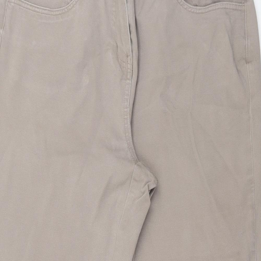 Paola! Womens Beige Cotton Cropped Trousers Size 16 L27 in Regular Button
