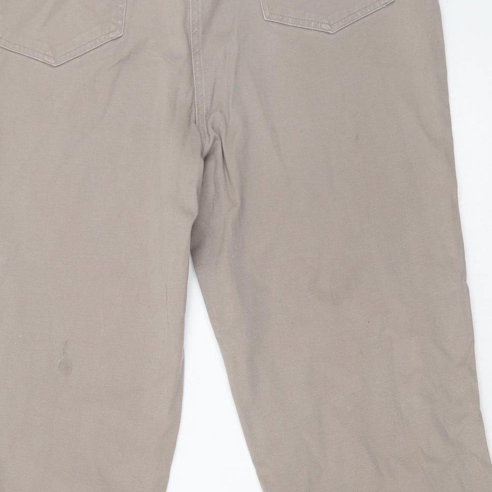 Paola! Womens Beige Cotton Cropped Trousers Size 16 L27 in Regular Button