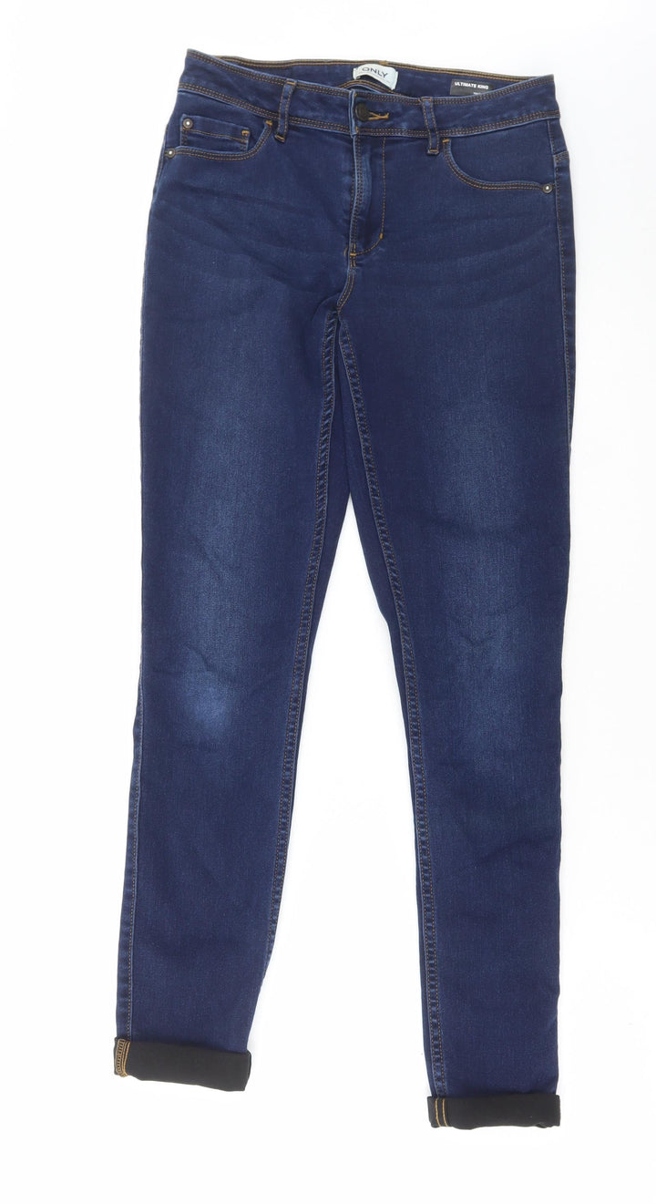 Only Womens Blue Cotton Skinny Jeans Size M L32 in Regular Button