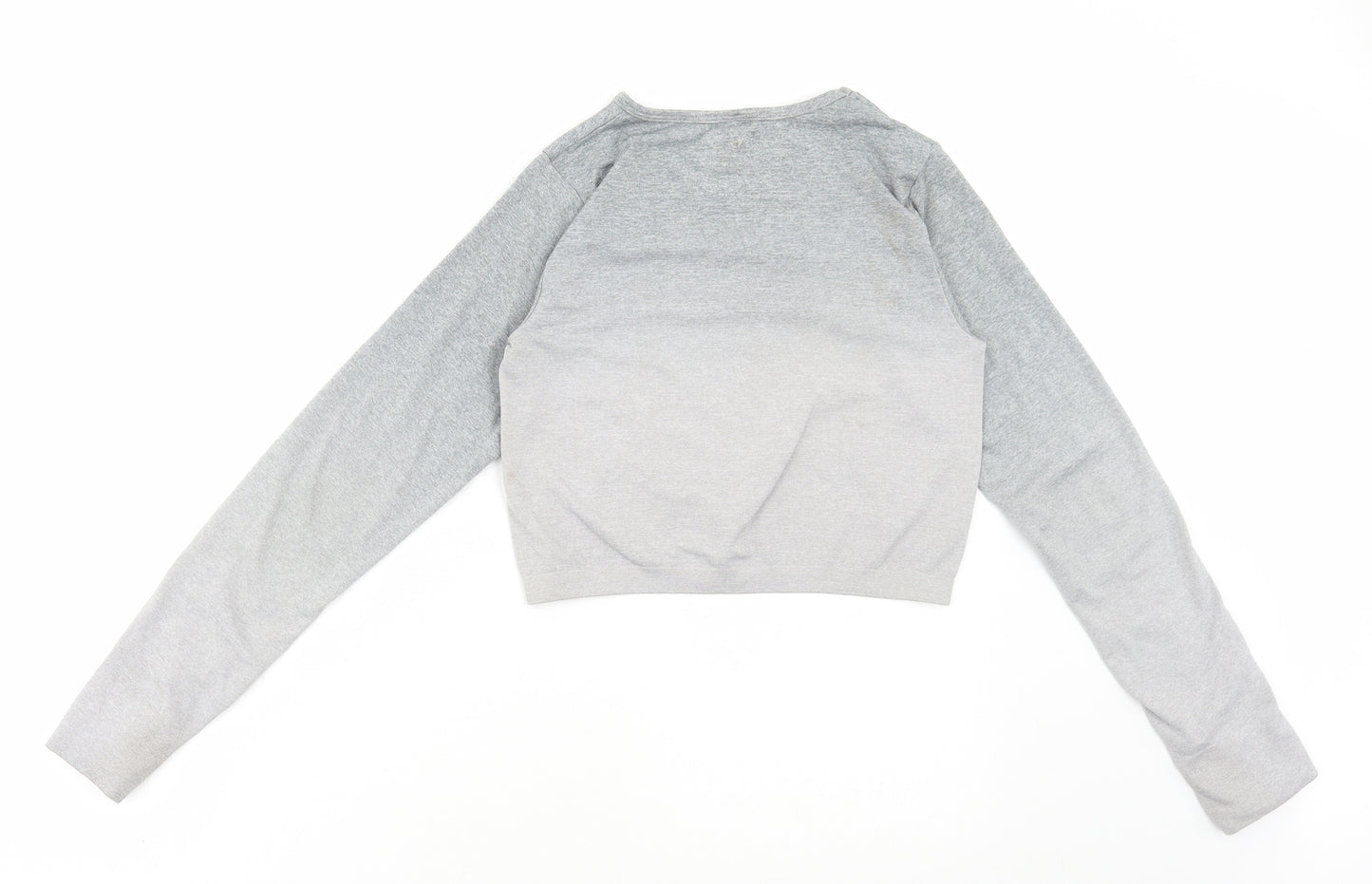 Work Out Womens Grey Polyester Cropped T-Shirt Size 10 Round Neck Pullover