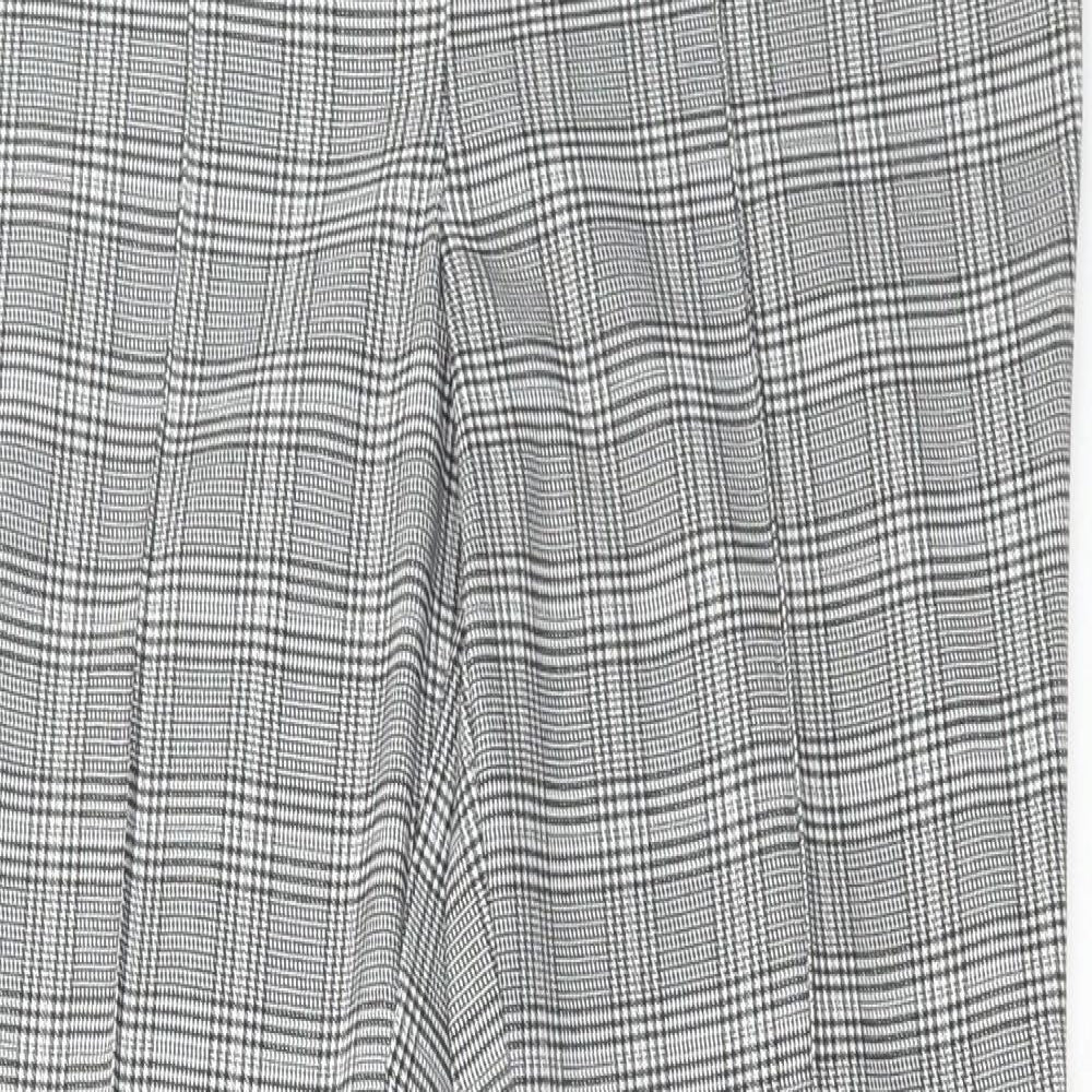 New Look Womens Grey Check Polyester Trousers Size 8 L28 in Regular Zip