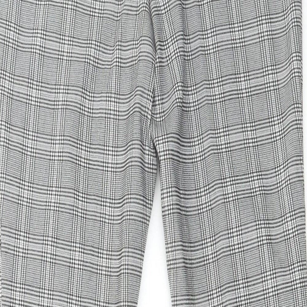 New Look Womens Grey Check Polyester Trousers Size 8 L28 in Regular Zip