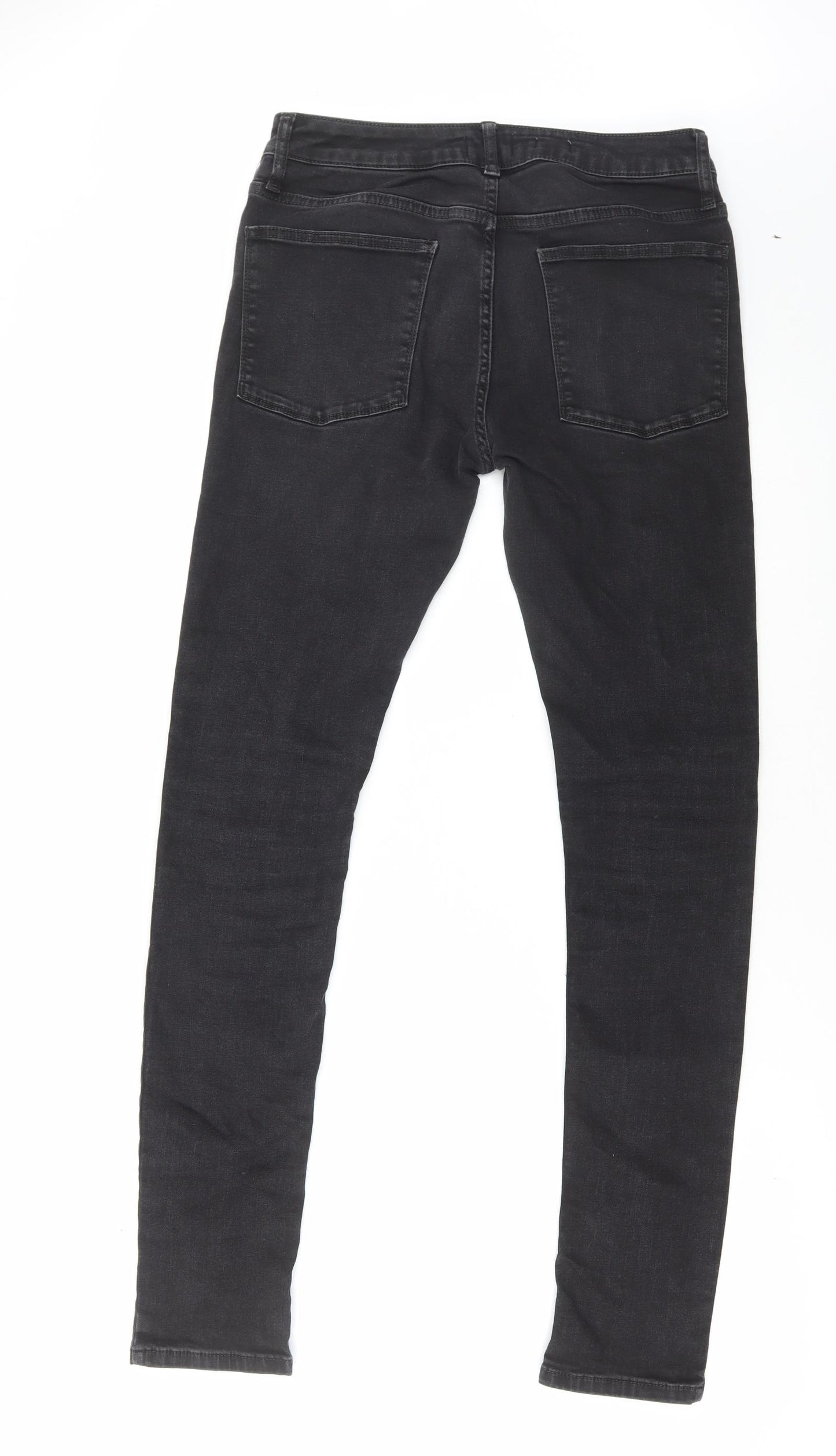 Topman Mens Black Cotton Skinny Jeans Size 32 in L32 in Regular Button