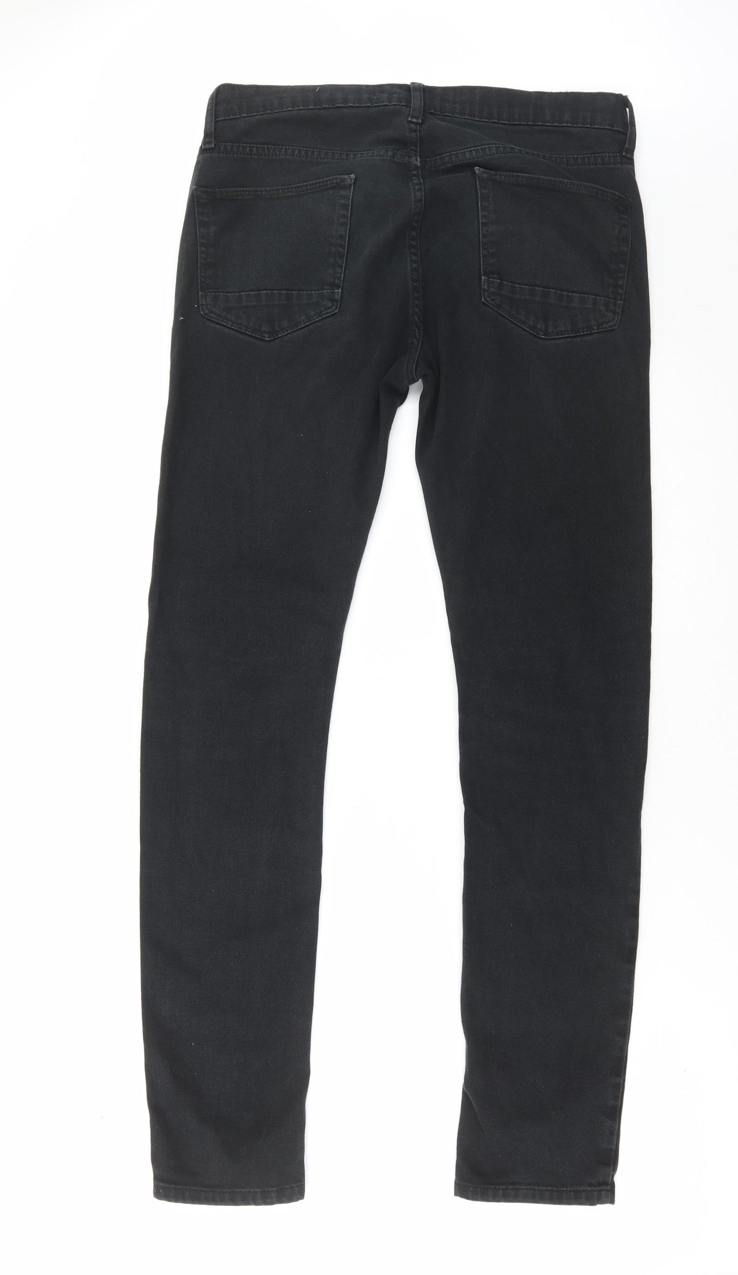 Topman Mens Black Cotton Skinny Jeans Size 32 in L31 in Regular Button