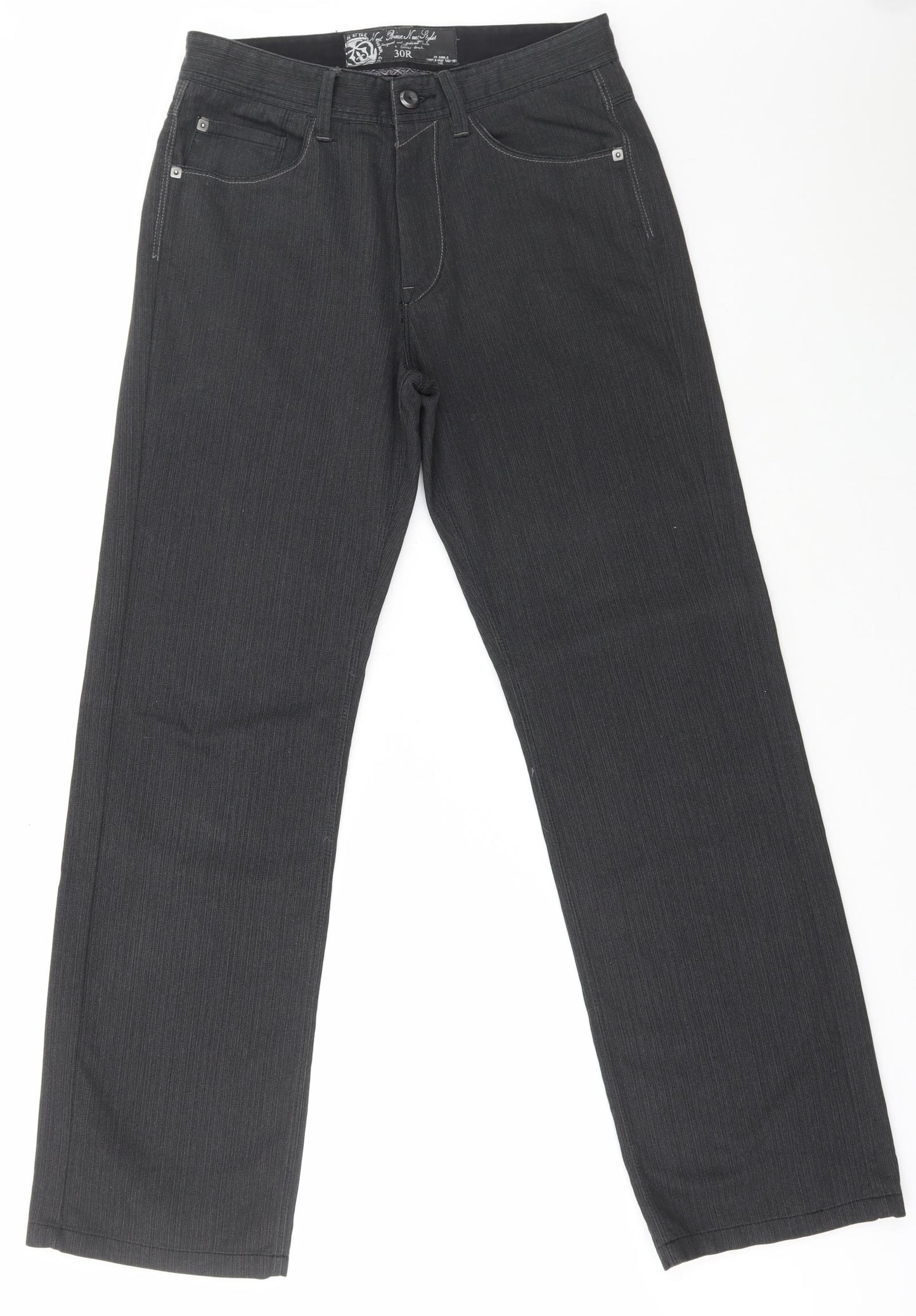 NEXT Mens Black Cotton Straight Jeans Size 30 in L32 in Regular Button
