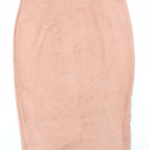 Missguided Womens Pink Polyester Straight & Pencil Skirt Size 10 Zip