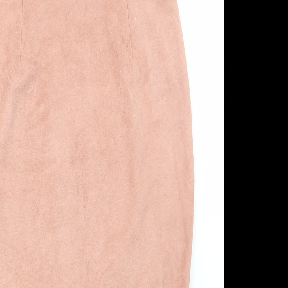 Missguided Womens Pink Polyester Straight & Pencil Skirt Size 10 Zip