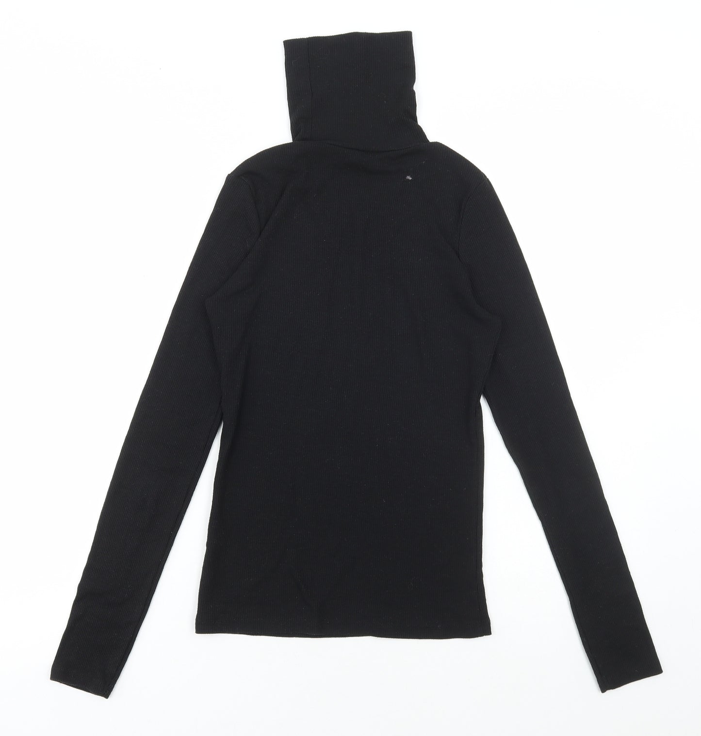 New Look Womens Black Polyester Basic T-Shirt Size 10 Roll Neck