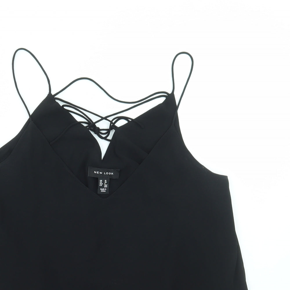 New Look Womens Black Polyester Camisole Tank Size 10 V-Neck