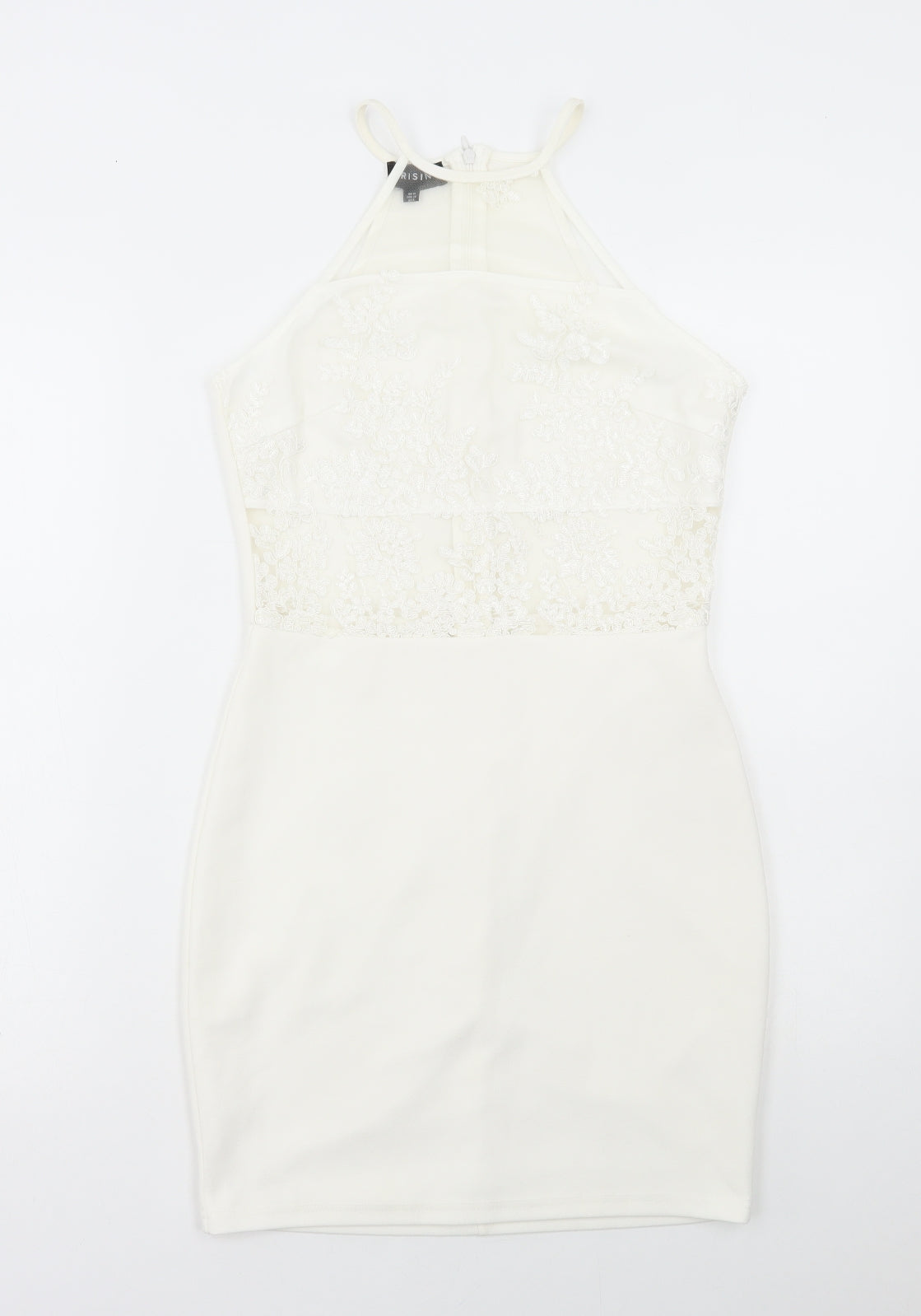 Parisian Womens White Polyester Bodycon Size 10 Round Neck Zip