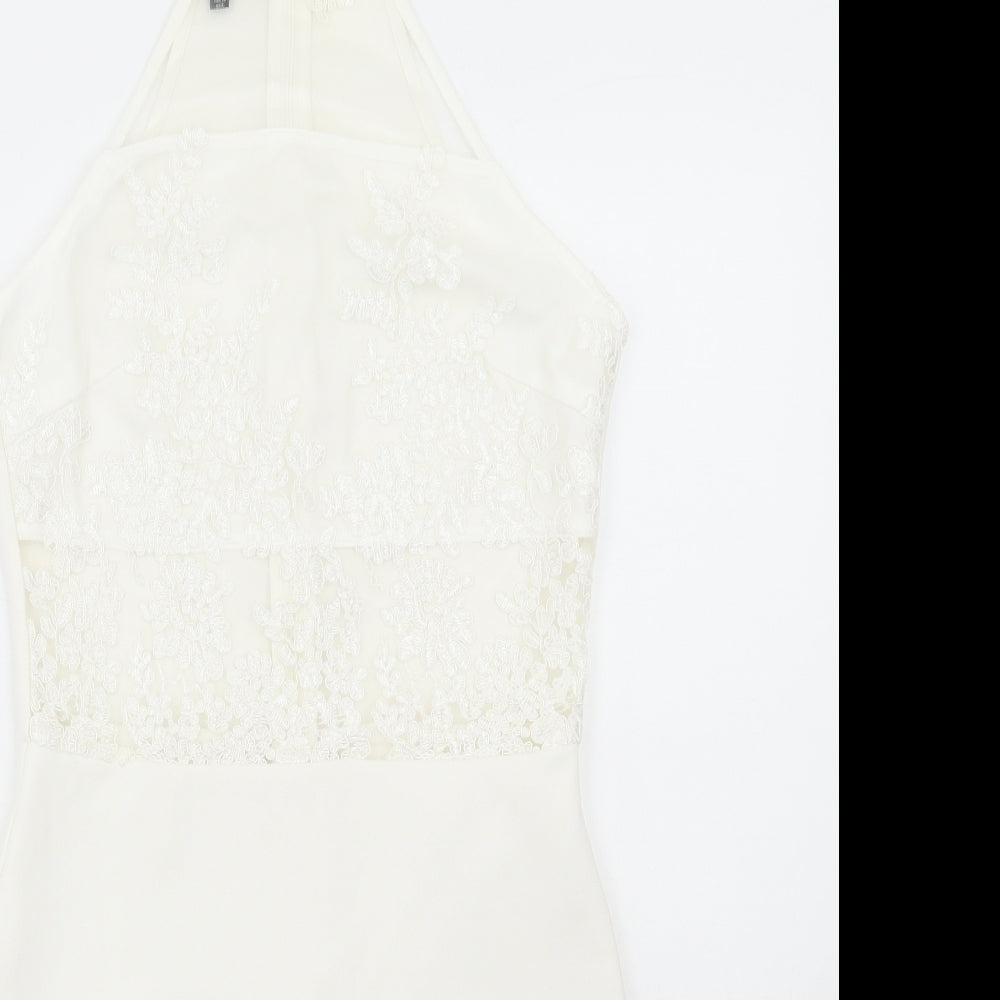 Parisian Womens White Polyester Bodycon Size 10 Round Neck Zip