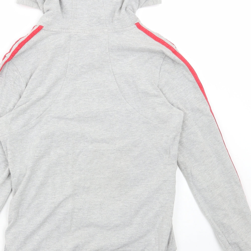 adidas Womens Grey Cotton Pullover Hoodie Size 12 Snap