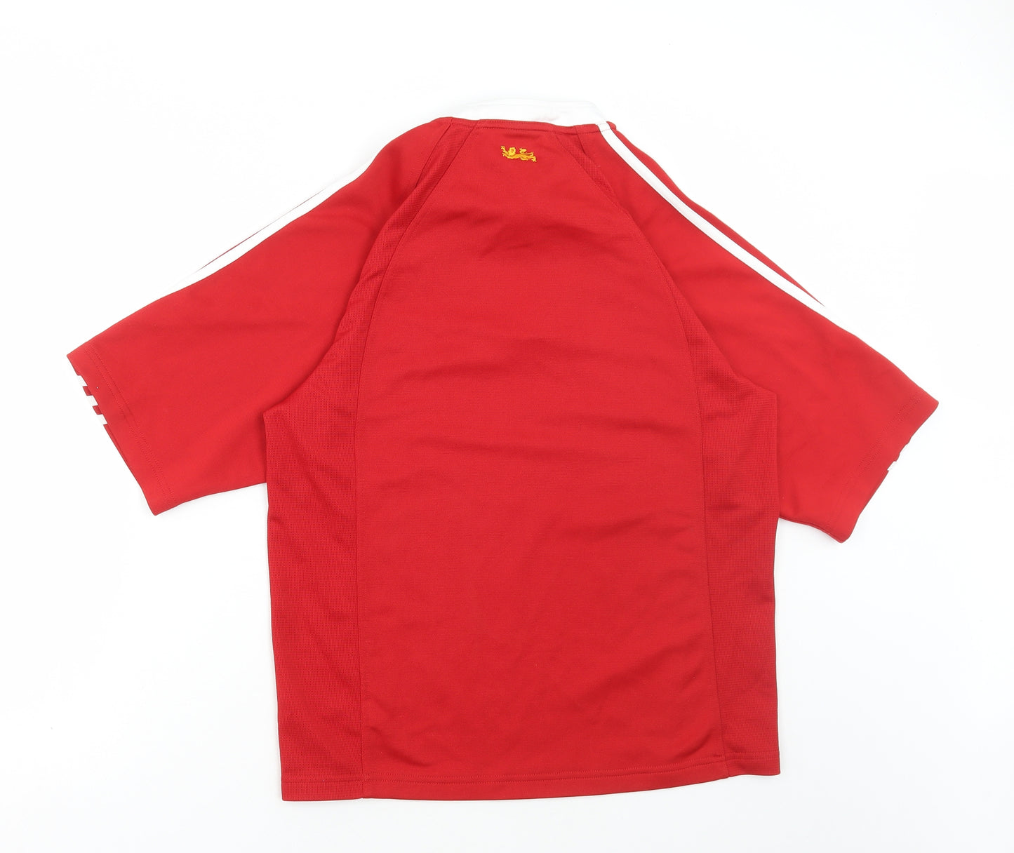 adidas Mens Red Polyester Basic T-Shirt Size S Collared Button - Rugby Top