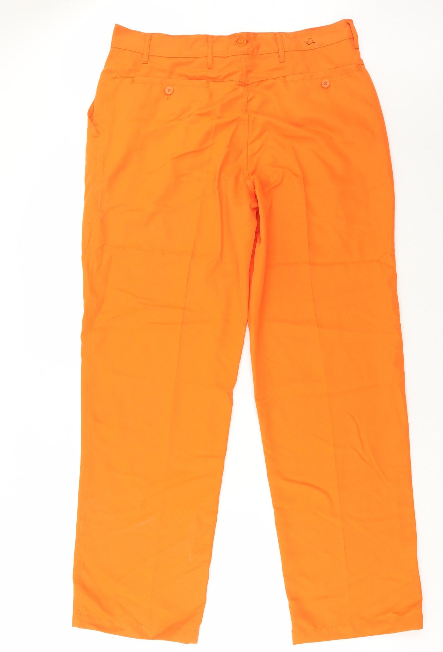 Dunlop Mens Orange Polyester Trousers Size 36 in L32 in Regular Button