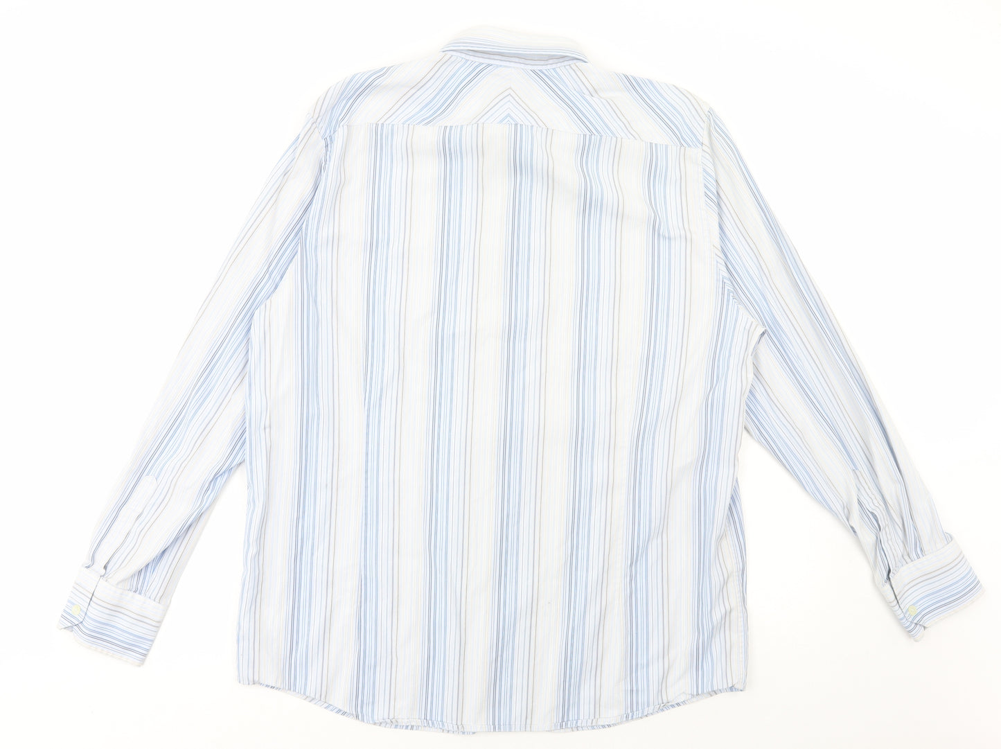 NEXT Mens Blue Striped Cotton Dress Shirt Size XL Collared Button